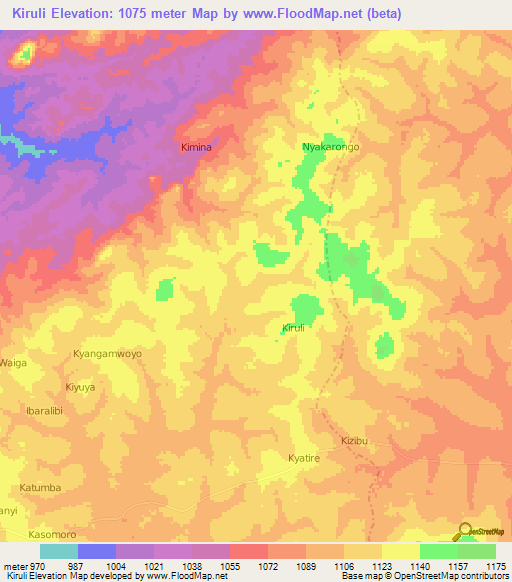 Kiruli,Uganda Elevation Map
