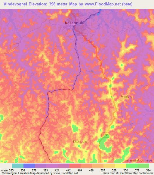 Vindevoghel,Congo (Kinshasa) Elevation Map