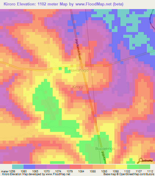 Kiroro,Uganda Elevation Map