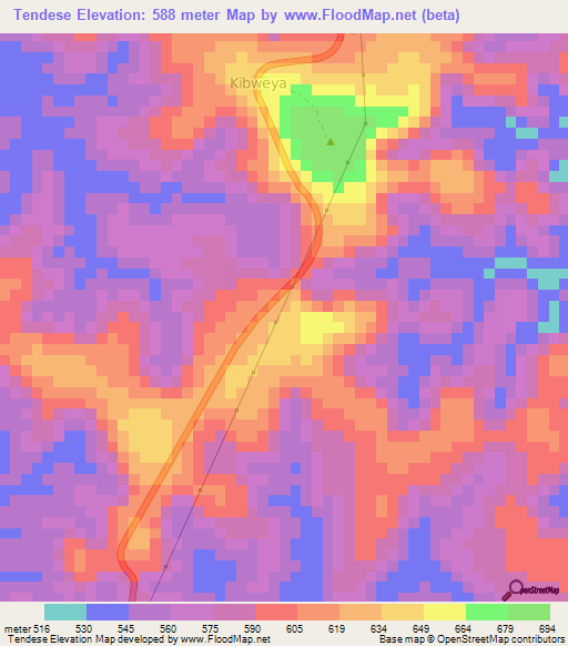 Tendese,Congo (Kinshasa) Elevation Map