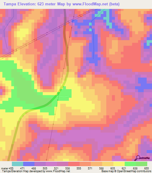 Tampa,Congo (Kinshasa) Elevation Map