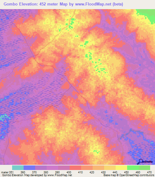 Gombo,Congo (Kinshasa) Elevation Map