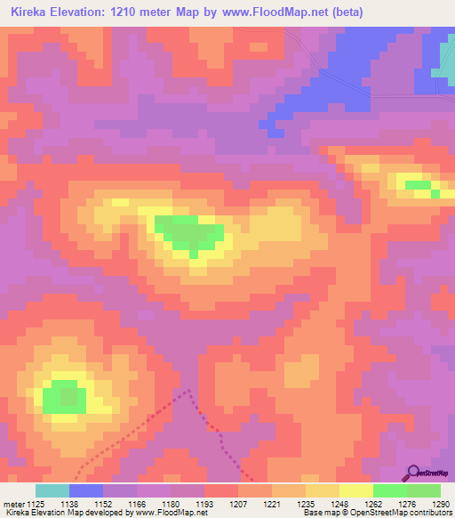 Kireka,Uganda Elevation Map