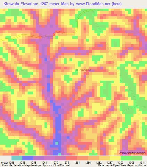 Kirawula,Uganda Elevation Map