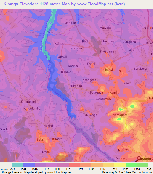 Kiranga,Uganda Elevation Map