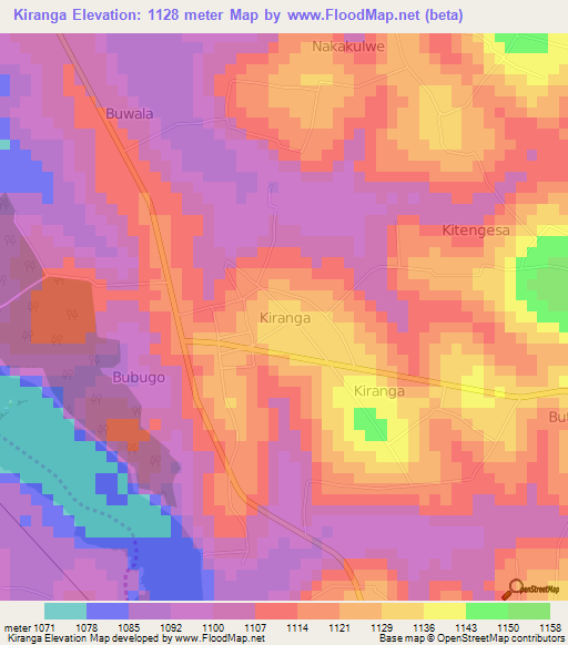 Kiranga,Uganda Elevation Map