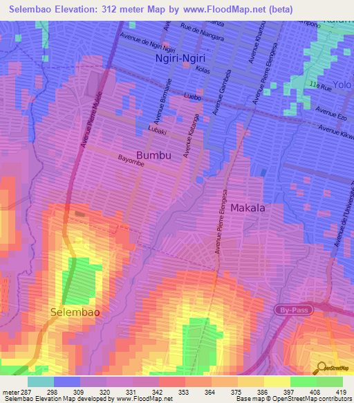 Selembao,Congo (Kinshasa) Elevation Map