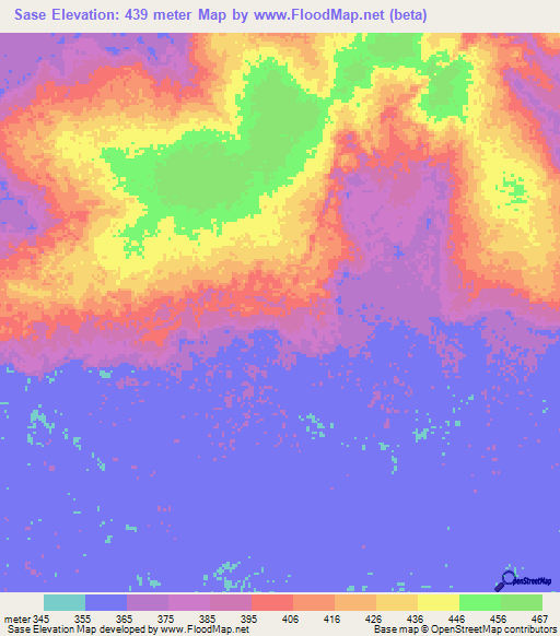 Sase,Congo (Kinshasa) Elevation Map
