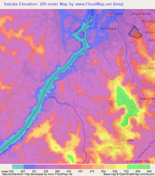 Sabuka,Congo (Kinshasa) Elevation Map