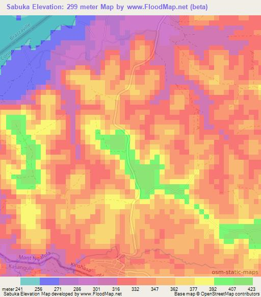 Sabuka,Congo (Kinshasa) Elevation Map