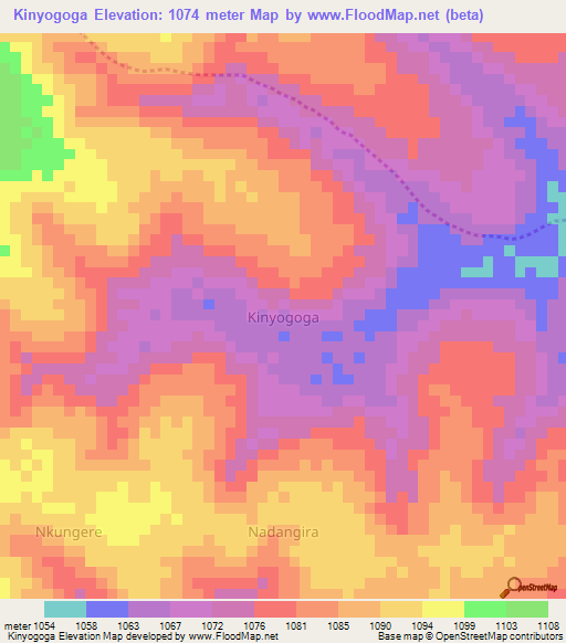 Kinyogoga,Uganda Elevation Map