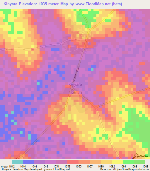Kinyara,Uganda Elevation Map