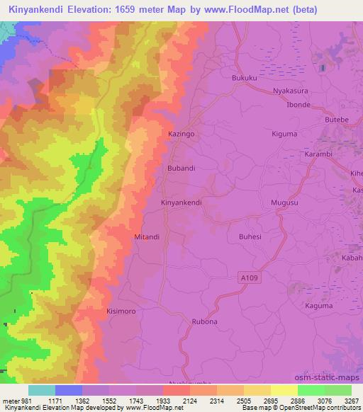Kinyankendi,Uganda Elevation Map