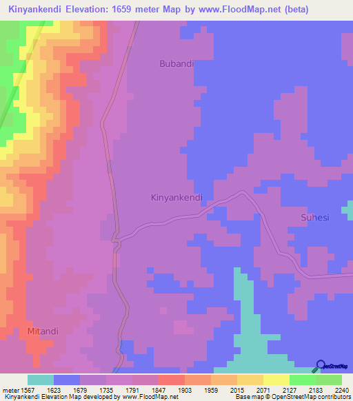 Kinyankendi,Uganda Elevation Map