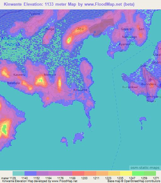 Kinwante,Uganda Elevation Map