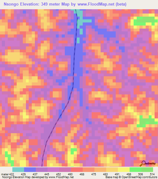 Nsongo,Congo (Kinshasa) Elevation Map