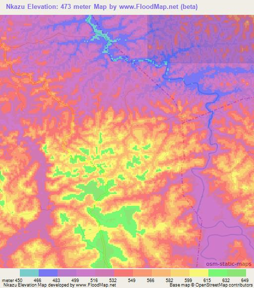 Nkazu,Congo (Kinshasa) Elevation Map