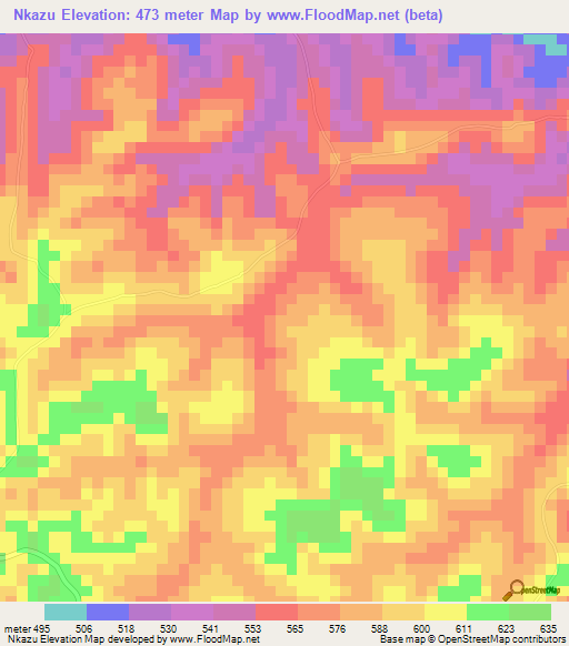 Nkazu,Congo (Kinshasa) Elevation Map