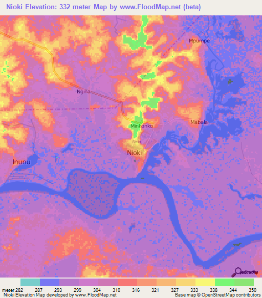 Nioki,Congo (Kinshasa) Elevation Map