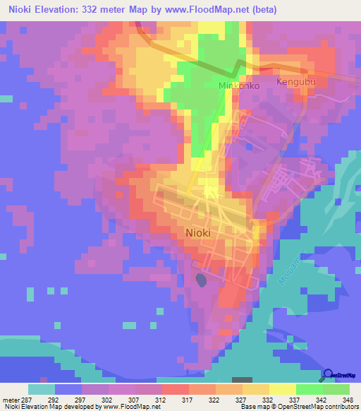 Nioki,Congo (Kinshasa) Elevation Map