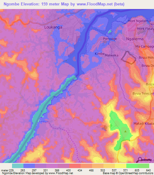 Ngombe,Congo (Kinshasa) Elevation Map
