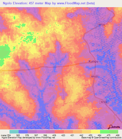 Ngolo,Congo (Kinshasa) Elevation Map
