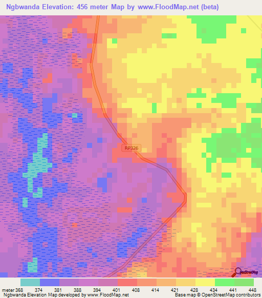Ngbwanda,Congo (Kinshasa) Elevation Map