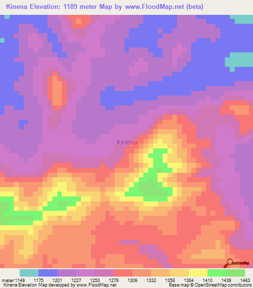 Kinena,Uganda Elevation Map