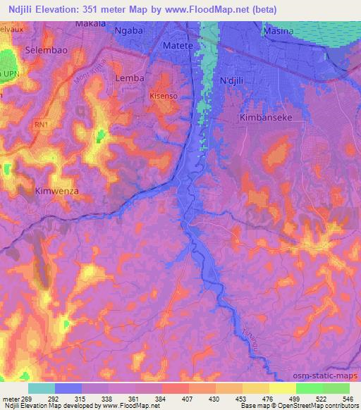 Ndjili,Congo (Kinshasa) Elevation Map