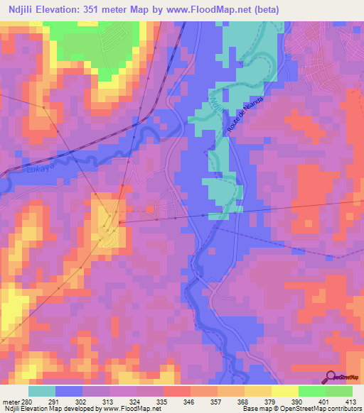 Ndjili,Congo (Kinshasa) Elevation Map