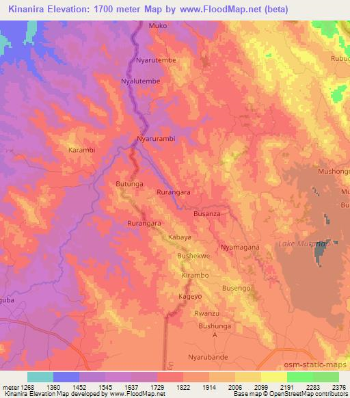 Kinanira,Uganda Elevation Map