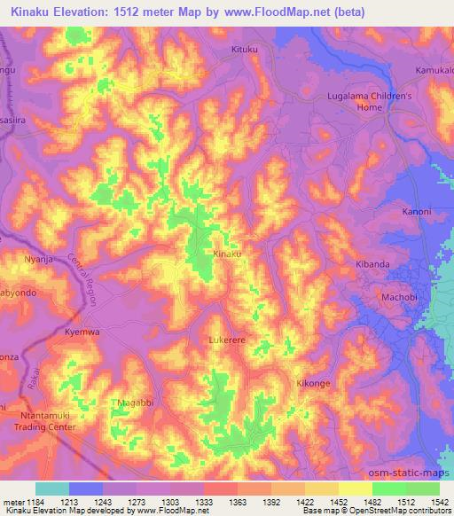 Kinaku,Uganda Elevation Map