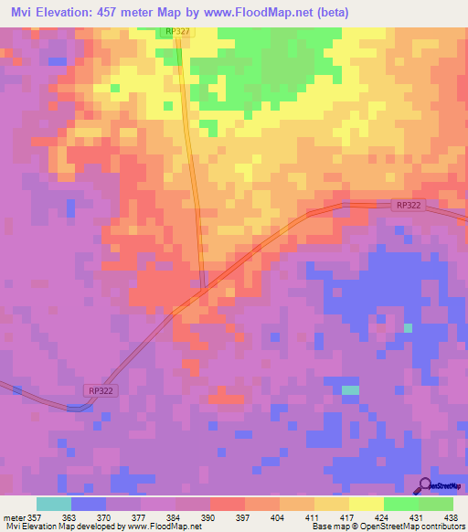 Mvi,Congo (Kinshasa) Elevation Map
