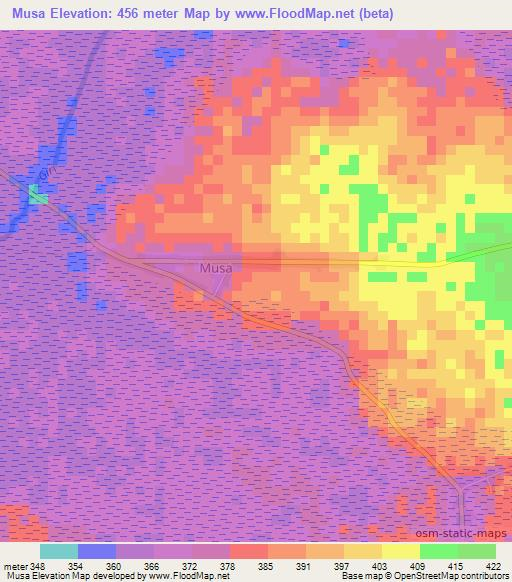 Musa,Congo (Kinshasa) Elevation Map