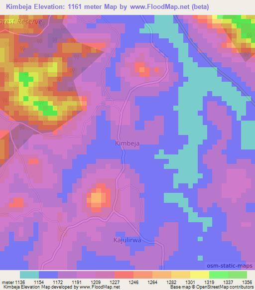 Kimbeja,Uganda Elevation Map