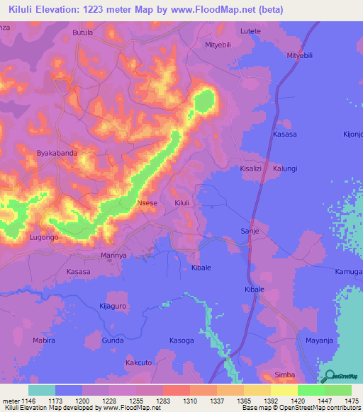 Kiluli,Uganda Elevation Map