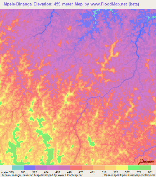 Mpele-Binanga,Congo (Kinshasa) Elevation Map