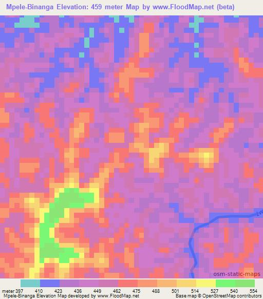 Mpele-Binanga,Congo (Kinshasa) Elevation Map