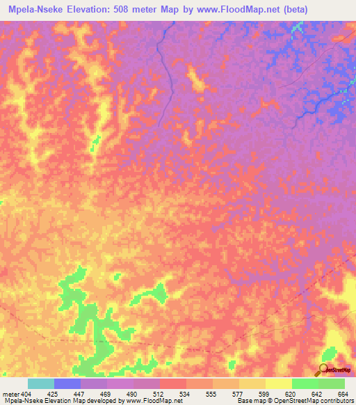 Mpela-Nseke,Congo (Kinshasa) Elevation Map
