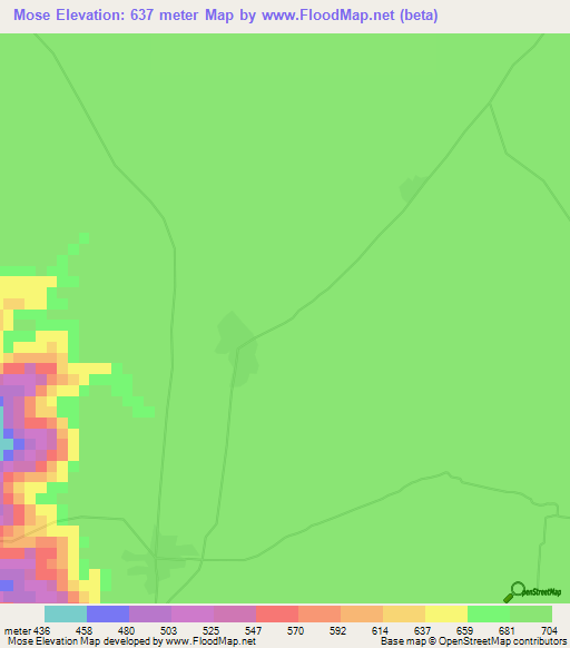 Mose,Congo (Kinshasa) Elevation Map