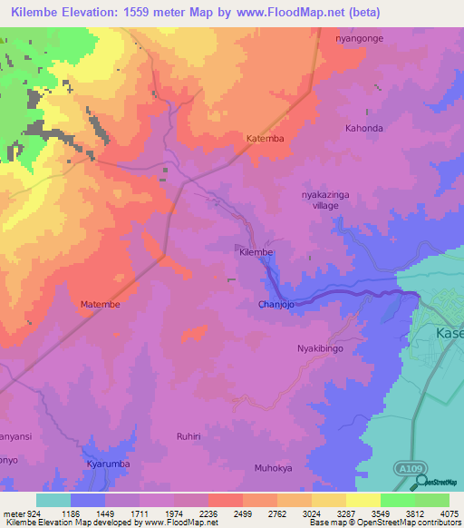 Kilembe,Uganda Elevation Map