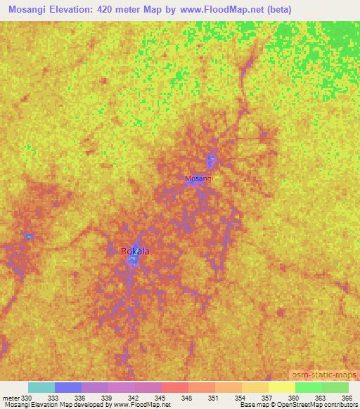 Mosangi,Congo (Kinshasa) Elevation Map