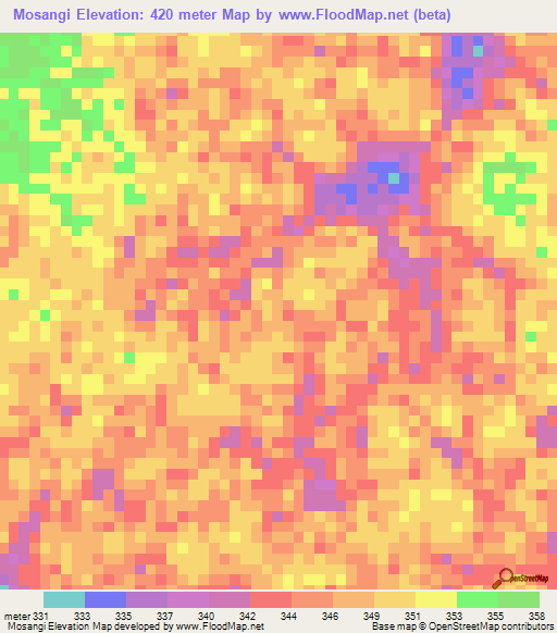 Mosangi,Congo (Kinshasa) Elevation Map