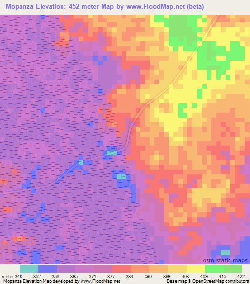 Mopanza,Congo (Kinshasa) Elevation Map