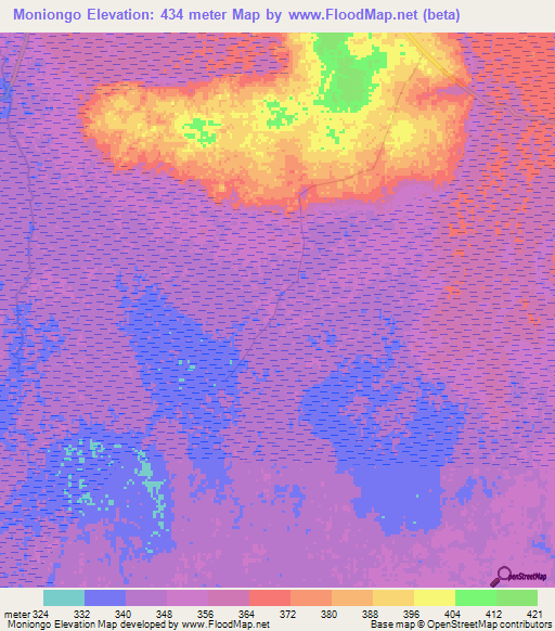 Moniongo,Congo (Kinshasa) Elevation Map