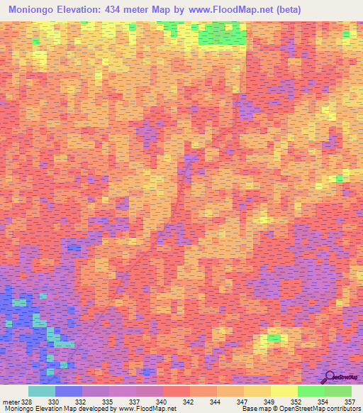 Moniongo,Congo (Kinshasa) Elevation Map