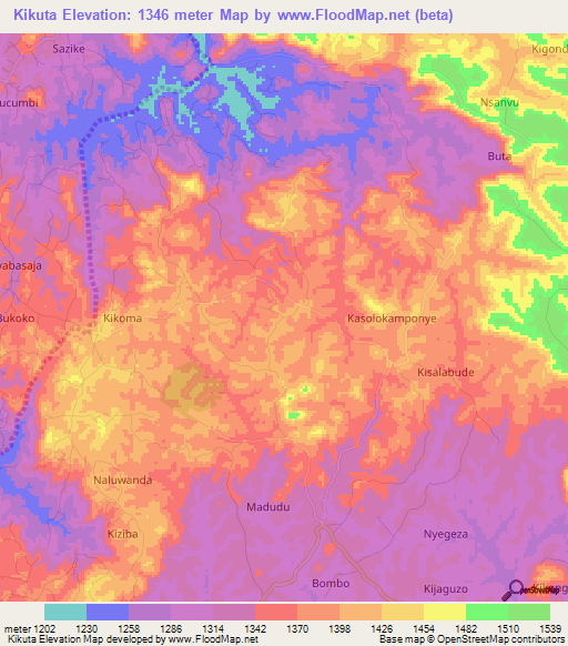 Kikuta,Uganda Elevation Map