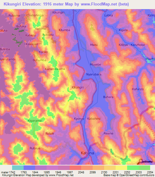 Kikungiri,Uganda Elevation Map