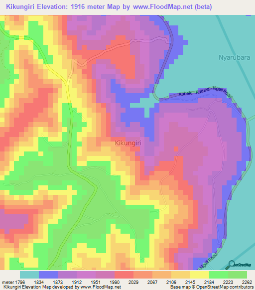 Kikungiri,Uganda Elevation Map