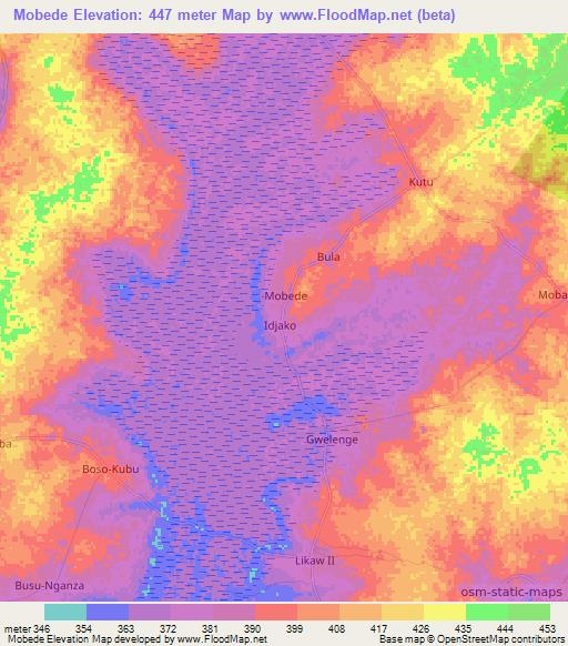 Mobede,Congo (Kinshasa) Elevation Map